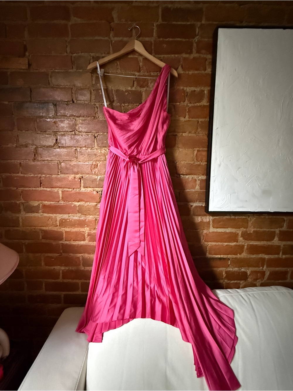 Ever New One-Shoulder Pleated Fuchsia Dress